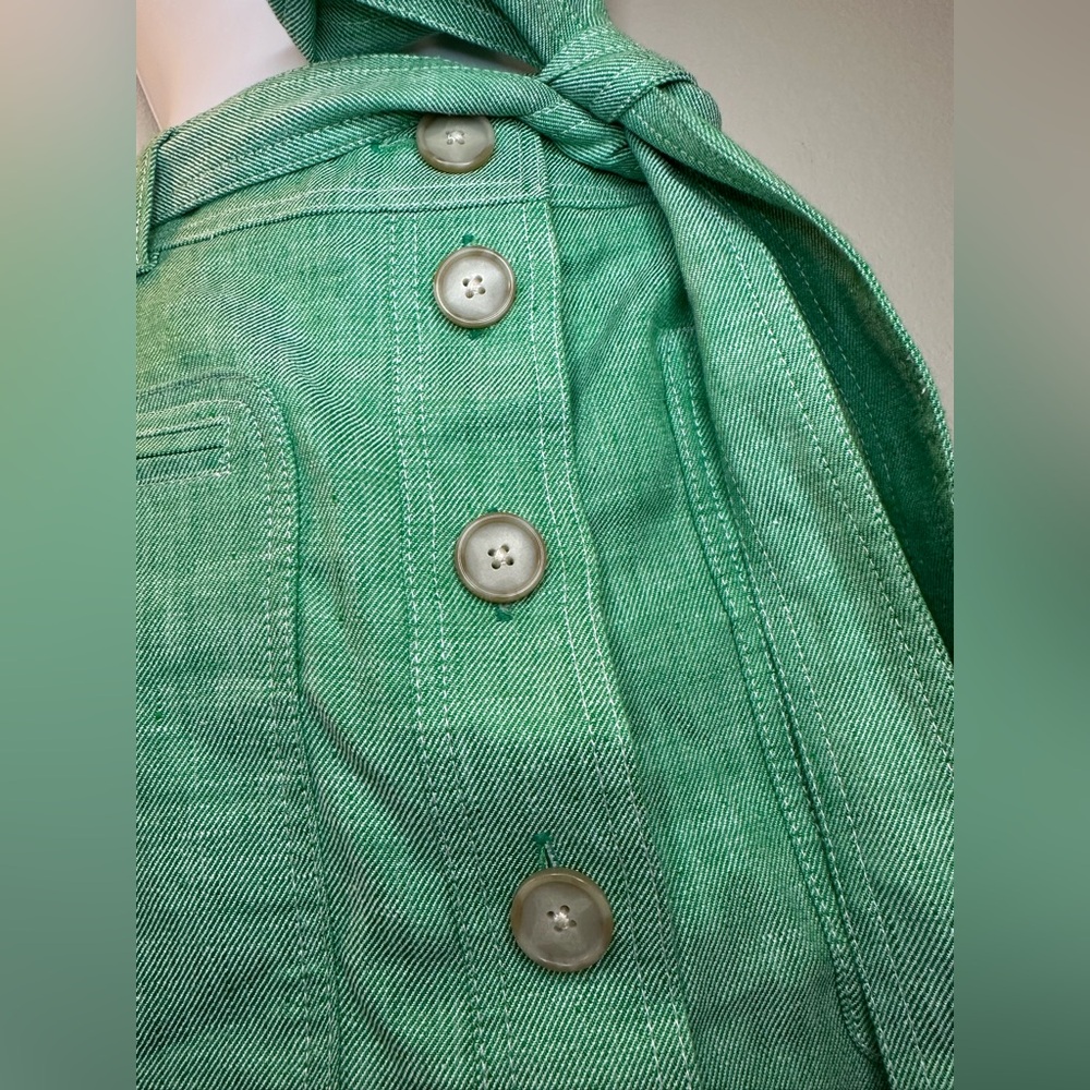 J.Crew Green Linen Blend Button Front Midi Skirt 6 casual spring skirt - Picture 6 of 9